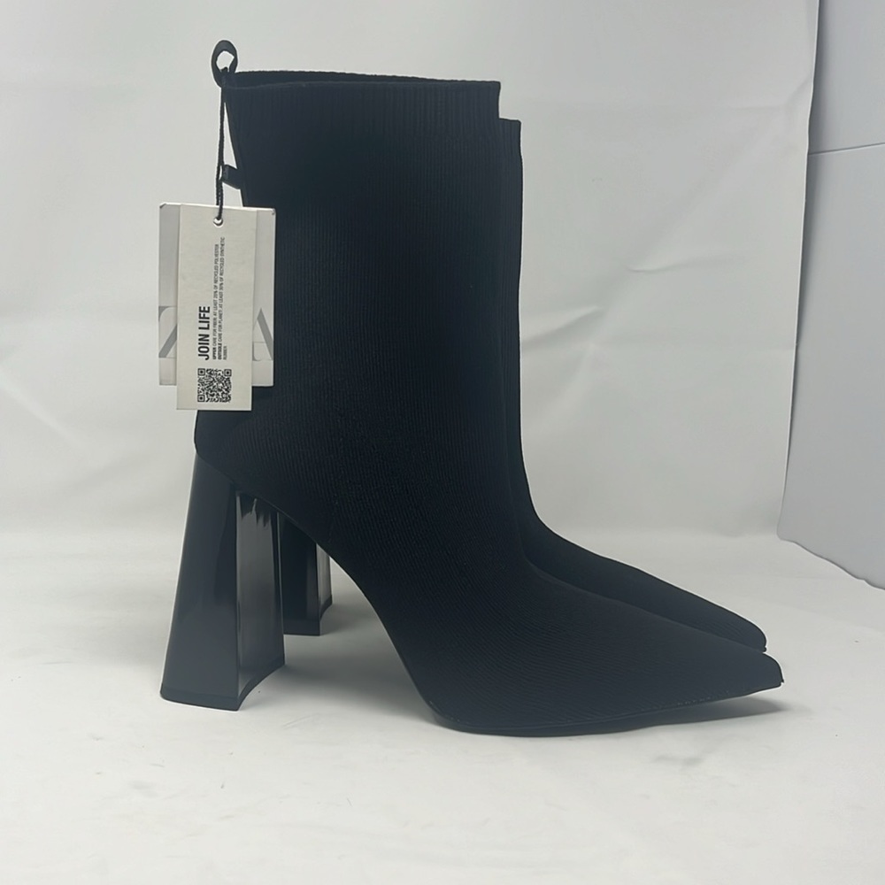 ZARA FABRIC HEELED ANKLE BOOTS SZ 9 EU 40 - Picture 9 of 12